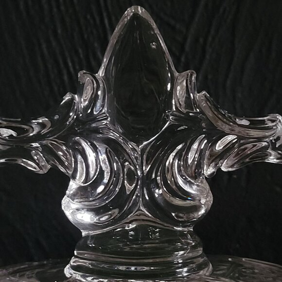 Vintage New Martinsville Clear Glass Double Candle Holder With Floral Design - Picture 5 of 6